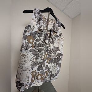 LOFT Floral Patterned Top in Neutral Tones